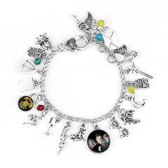 Movie HP Potter Deathly Hallows Bracelet Time Turner Hogwarts School Logo Bangles Bracelets for Women Men Jewelry Gift