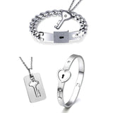 Titanium Puzzle Couple Heart Lock Key Couple Bracelet Necklace Lover