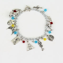 Movie HP Potter Deathly Hallows Bracelet Time Turner Hogwarts School Logo Bangles Bracelets for Women Men Jewelry Gift